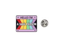 'Hello I'm a Safe Person' Rainbow Pride Pin