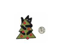 Black Cat Christmas Enamel Pin