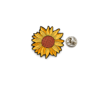 Yellow and Brown Enamel Sunflower Lapel Pin