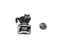 Black Cat and Ink Bottle Enamel Pin