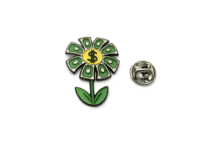 Green Enamel Dollar Money Flower Pin