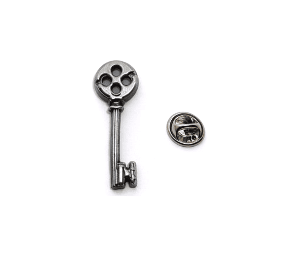 FVIN-059 Silver Vintage Key Pin Silver Vintage Key Pin