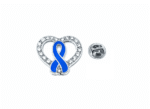 Blue Ribbon Heart Pin
