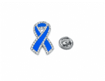 Rhinestone Blue Ribbon Pin