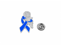 Cherub And Blue Awareness Ribbon Pin