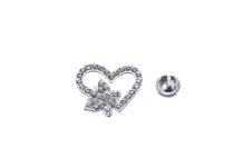 Rhinestone Studded Butterfly-Heart Lapel Pin