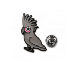 BIRD-058 Stylized Black Cockatoo Enamel Bird Pin