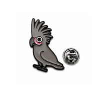 Stylized Black Cockatoo Enamel Bird Pin