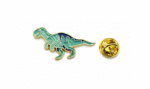 T-Rex Enamel Pin – green & white enamel, gold plated, 23mm