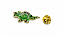Triceratops Enamel Pin – green, blue & black enamel, gold plated, 25mm