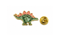 Stegosaurus Enamel Pin – green & orange enamel, gold plated, 25mm