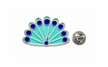 Peacock Feather Enamel Pin – turquoise & blue enamel, silver plated, 25mm