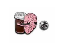 Cute Coffee Brain Enamel Pi