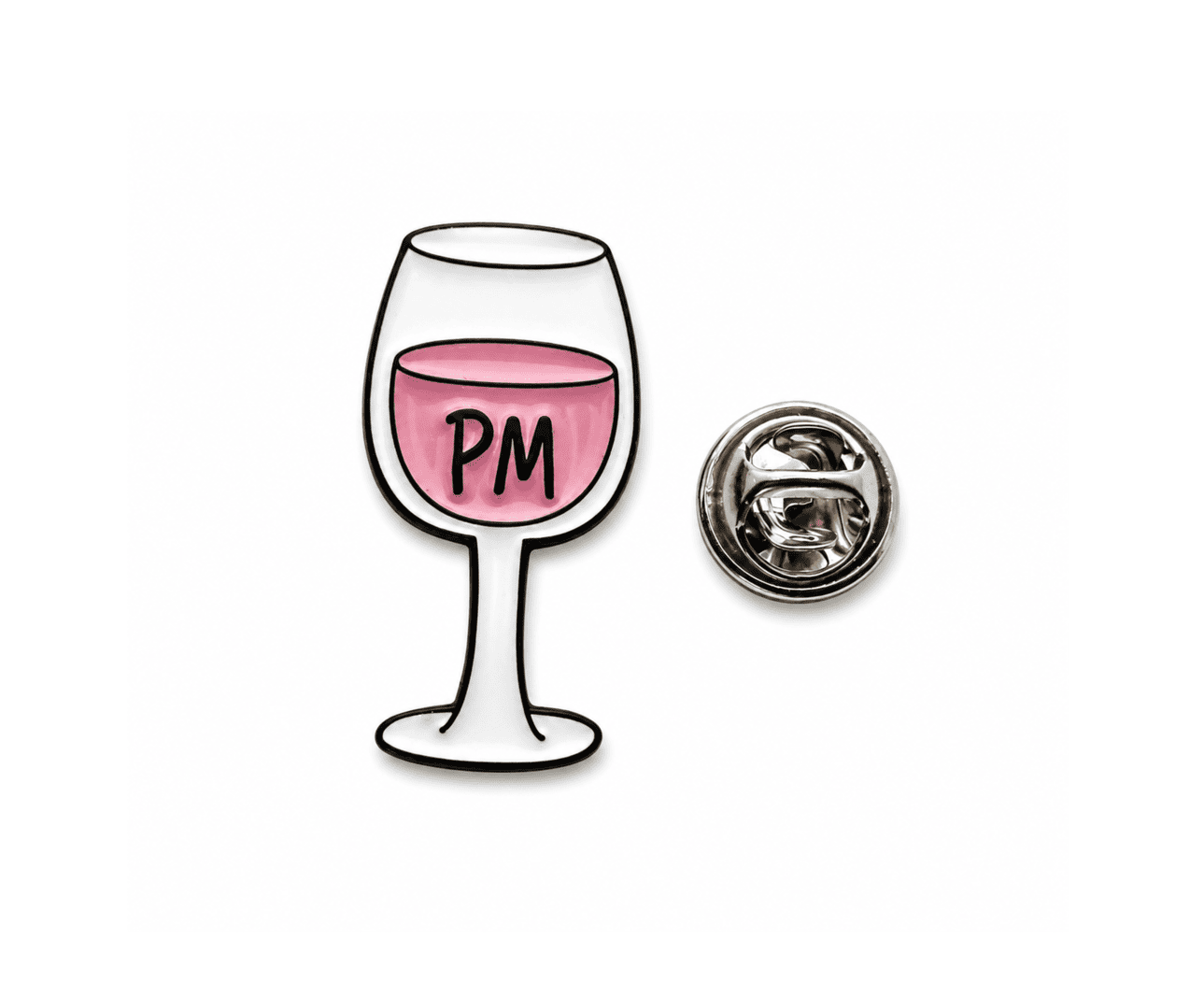 FPE-318 PM Wine Glass Enamel Pin PM Wine Glass Enamel Pin – pink & white enamel, 25mm