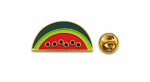 Watermelon Enamel Pin – green & red enamel, gold plated, 22mm