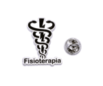 Silver and Black Fisioterapia Pin – black enamel, silver plated, 35x25mm