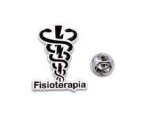 Silver and Black Fisioterapia Pin – black enamel, silver plated, 35x25mm