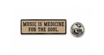 Music Is Medicine for Soul Enamel Pin – white enamel, black plated, 30x10mm