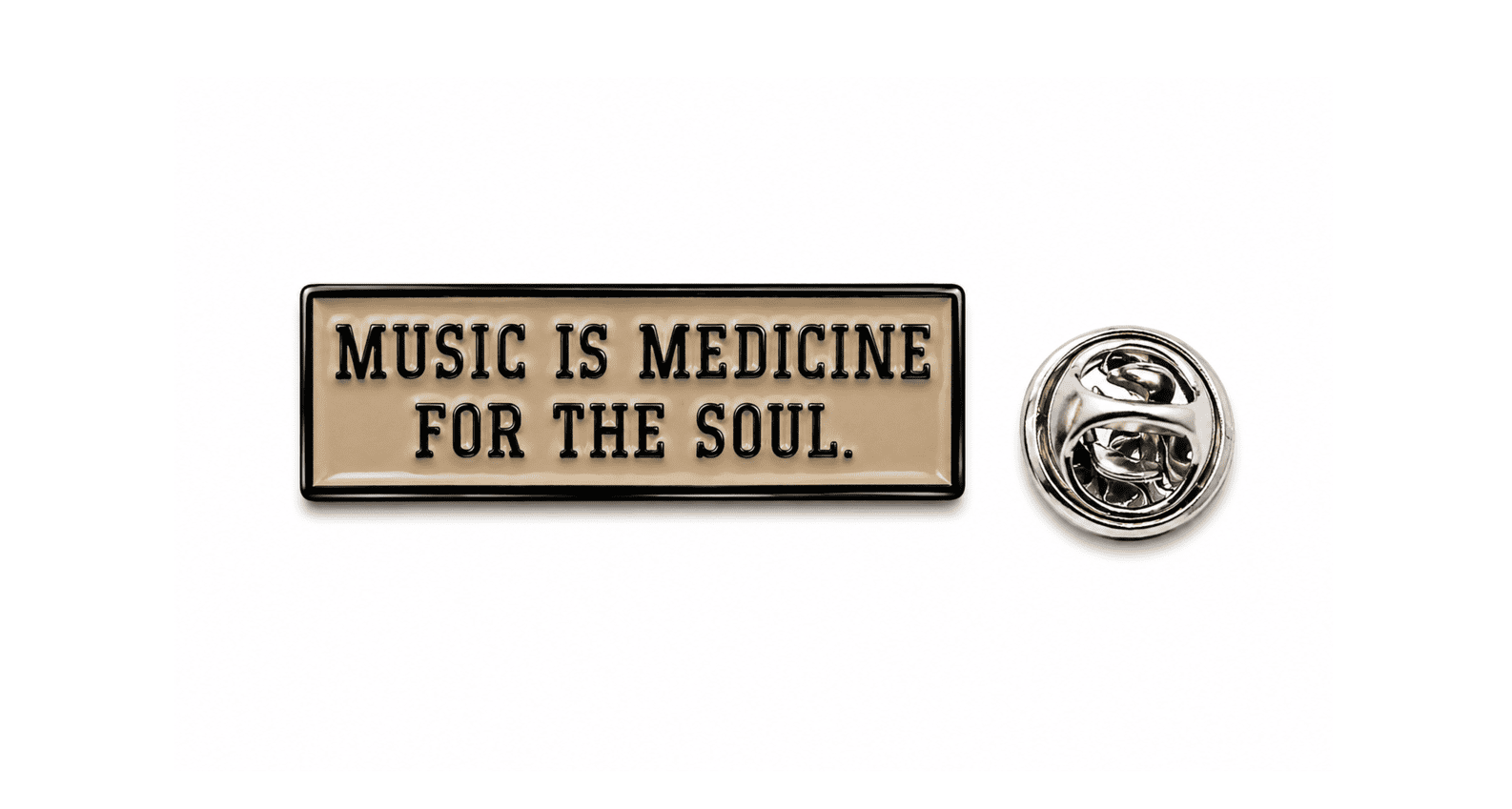 FMUC-076 Music Is Medicine for Soul Enamel Pin Music Is Medicine for Soul Enamel Pin – white enamel, black plated, 30x10mm