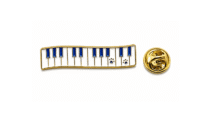 Whimsical Piano Keyboard Lapel Pin – white & blue enamel, gold plated, 35x8mm