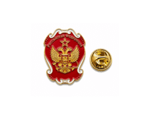 Coat of Arms of Russia Pin – red & white enamel, gold plated, 30x22mm